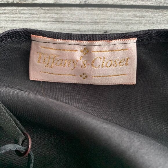 Vintage 90s Black Satin Asymmetric Sheer Ruffle Hem Maxi Slip Dress - Picture 10 of 14